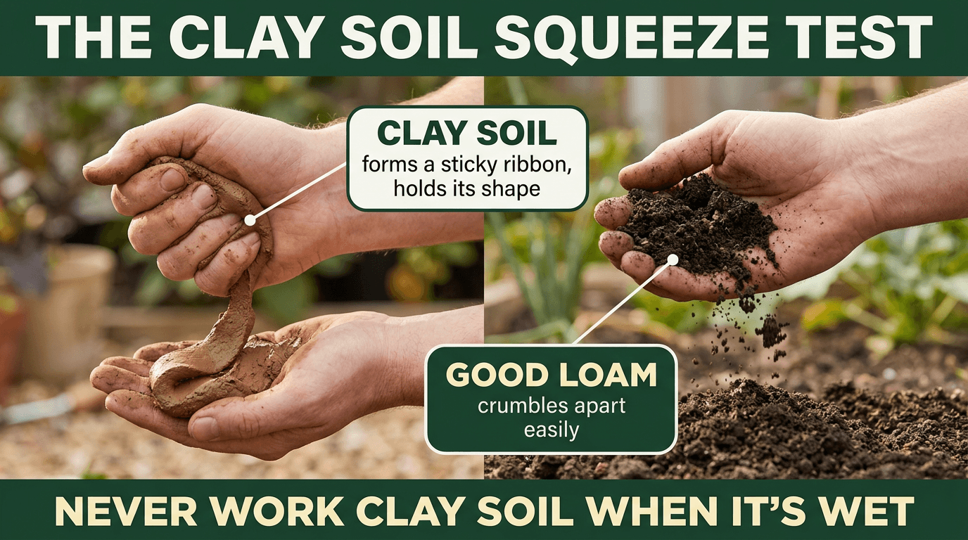 The clay soil squeeze test - clay soil vs good loam