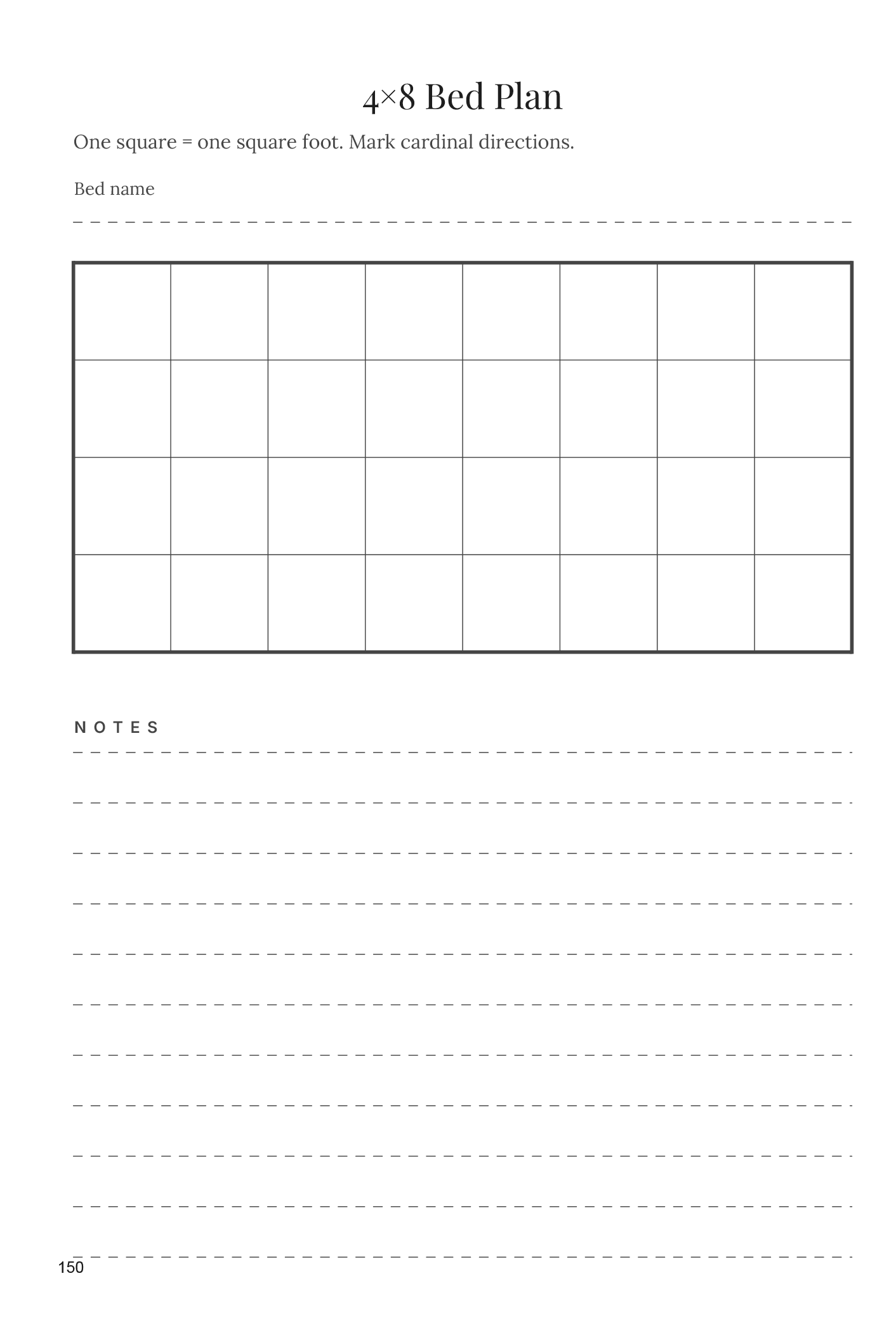 4 by 8 bed plan grid page